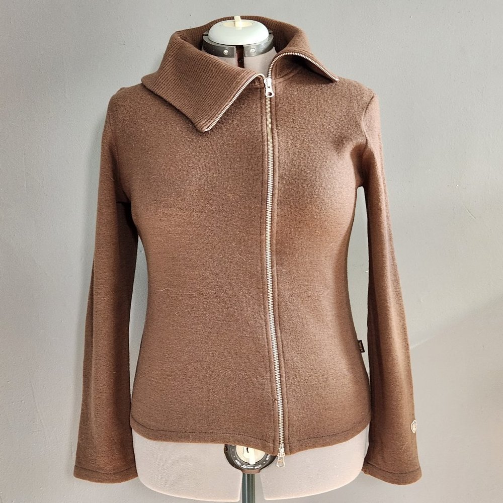 Kuhl Prague Merino Wool Sweater Asymmetrical Zip: Brown, Size: L